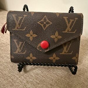 Louis Vuitton Monogram Brown Victorine Wallet - Red